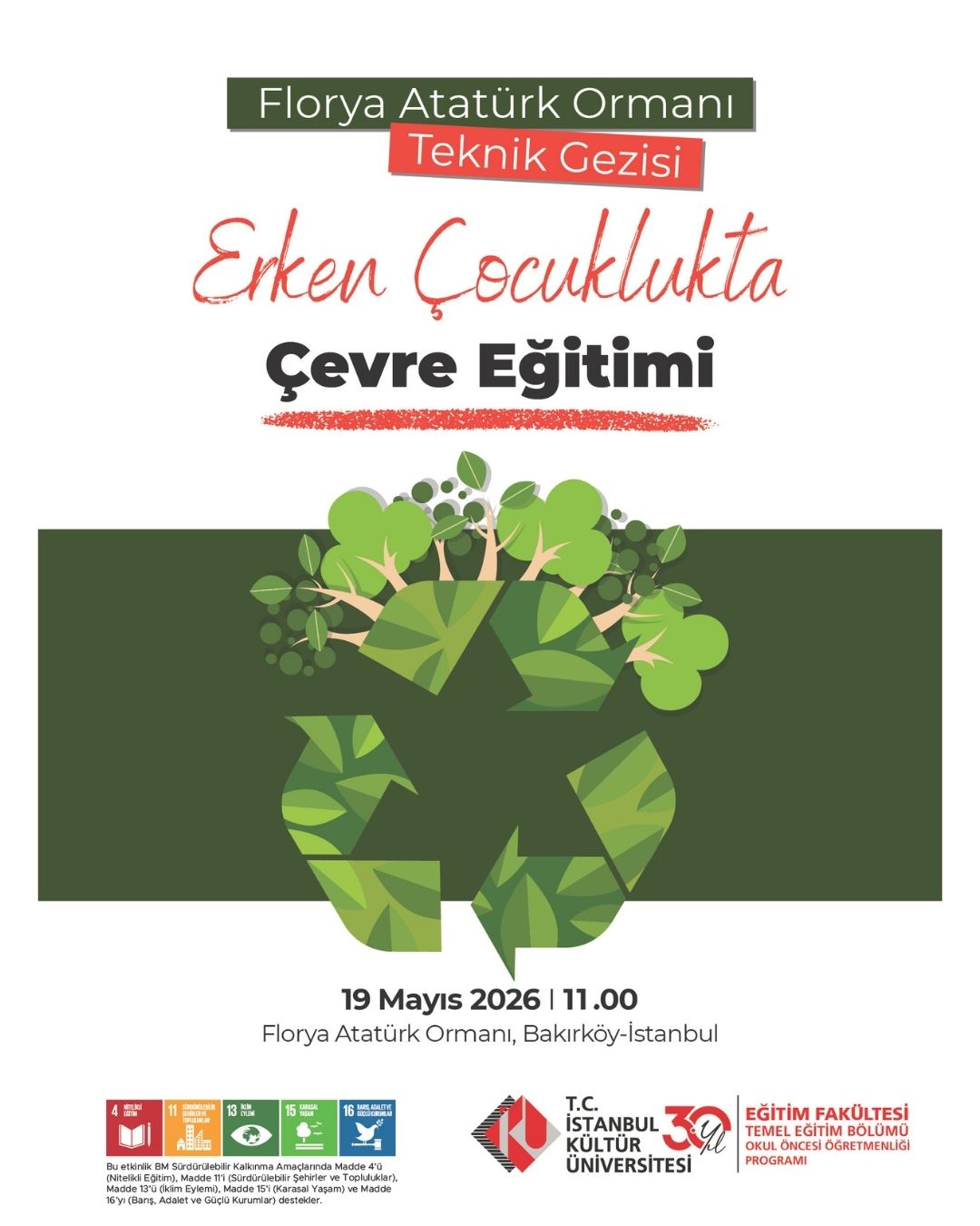 Temel Eğitim Bölümü Erken Çocuklukta Çevre Eğitimi Florya Ormanı Teknik Gezisi ve Piknik Etkinliği